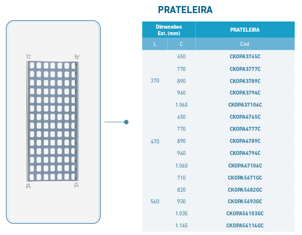 Especificações Técnicas Estanteria